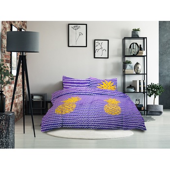 Textilomanie Obliečky z mikrovlákna Pineapple fialové 2x80x80 200x220