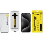Tactical iPhone 15 Pro TACTICAL IMPACT BARRIER FOR ROOKIES 5D стъклено защитно фолио за екран, 9H + допълнителна рамка, ЧЕРНО (57983122325)