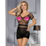 SuperLove Fishnet See-trough Mini Dress 3171 Black L-XXL