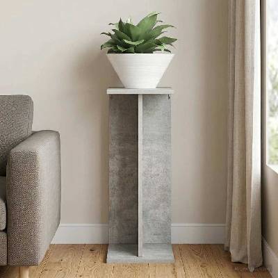 vidaXL Стойка за растения Бетонно сиво 25 x 25, 5 x 60, 5 см (899664)