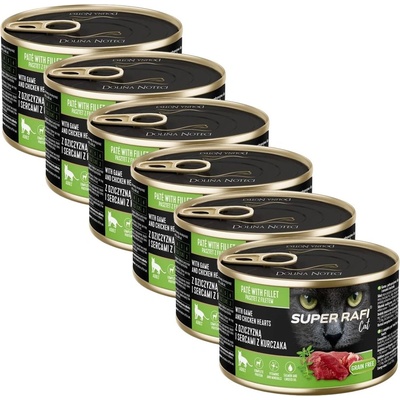RAFI Super Rafi Cat Adult P&F Game and Chicken hearts 6 x 185 г