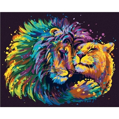 Zuty Malování podle čísel Lev a lvice v barvách 80 x 100 cm vypnuté plátno na rám