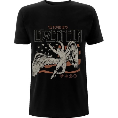 NNM Мъжка тениска Led Zeppelin - US 1975 Tour Flag - Черна - RTLZETSBUS75