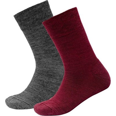 DEVOLD Daily Merino Medium Sock 2Pk Kid Beetroot Mix