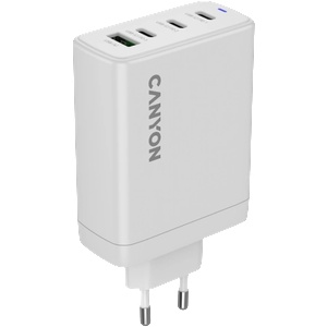 CANYON Зарядно у-во CANYON charger OnCharge 120 GAN Total 120W MAX 3 USB-C +1 USB-A White EU plug (CNS-CUW120ACC)