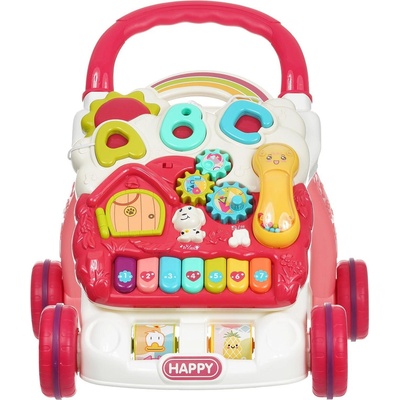 Образователна бебешка проходилка за бутане, червена - Червен