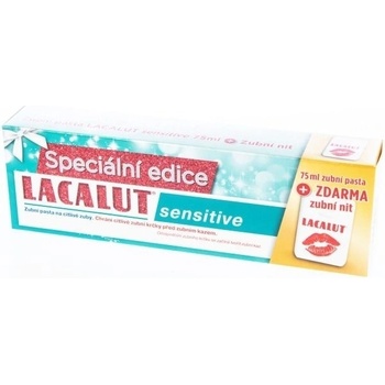 Lacalut Sensitive zubná pasta 75 ml + zubná niť 1 ks darčeková sada