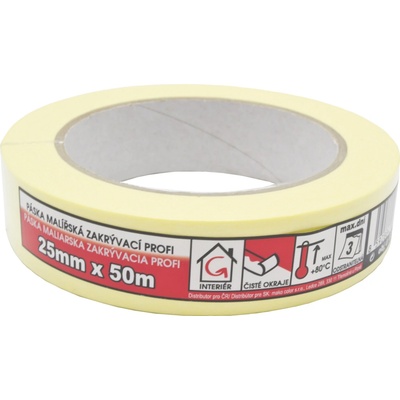 Mako Komfort Lepiaca páska zakrývacia hladký krepová 7 dní do 60 °C 25 mm x 50 m