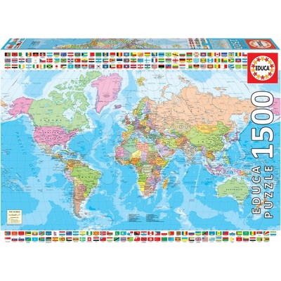 Educa Political Worldmap 1500 dielov + fix lepidlo