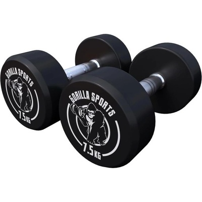 Gorilla Sports Guľaté jednoručné činky, gumové, 2 x 7,5 kg
