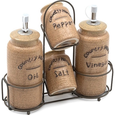 Комплект за подправки на метална поставка Country home 4бр. беж (280F9672)