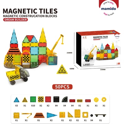 Mamido Magnetická stavebnica dopravné mesto s žeriavom 50 ks