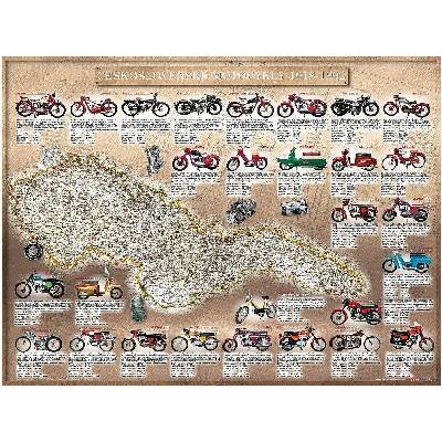 Československé motocykly 1918 - 1992, stolní mapa 60 x 45 cm