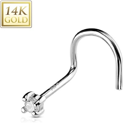 Šperky4U zlatý piercing do nosu zirkon ZL01010-WG