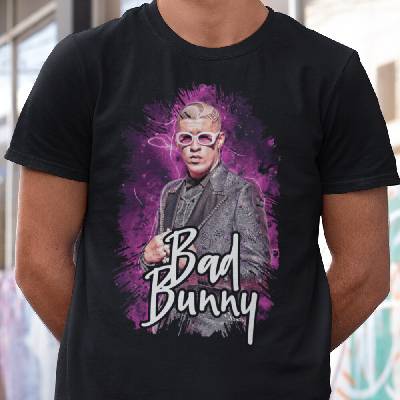 Tričko s potlačou Bad Bunny čierna