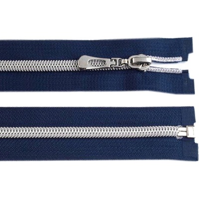 Spirálový zip No 7 délka 70 cm se stříbrnými zoubky, malé, 330 modrá tmavá