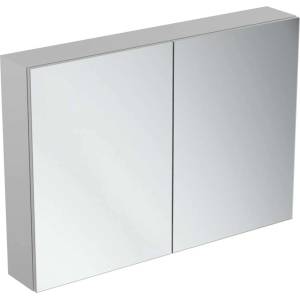 Ideal Standard Mirror&Light - Огледален шкаф с LED осветление и контакт, 100x70 см, алуминий T3498AL (T3498AL)