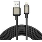 Lito - Кабел за данни (LD17) - USB към Lightning, бързо зареждане, плетен найлон - Черен