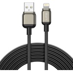 Lito - Кабел за данни (LD17) - USB към Lightning, бързо зареждане, плетен найлон - Черен