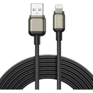 Lito - Кабел за данни (LD17) - USB към Lightning, бързо зареждане, плетен найлон - Черен