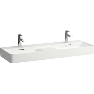 Laufen VAL - Двойна мивка, 120x42 см, с преливник, 2 отвора за смесител, LCC, бяла H8142824001041 (H8142824001041)