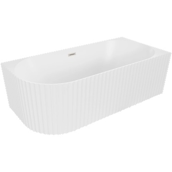 Mexen Gia свободностояща вана ъглова с набразден десен 170 x 80 cm, бяла матова, преливник сатиниран никел - 52701708001P-97 (52701708001P-97)