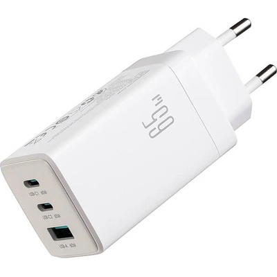 JOYROOM Захранване за ел. мрежа за лаптопи, смартфони и таблети с 2xUSB-C и 1xUSB-A изходи с технология за бързо зареждане и USB-C към USB-C кабел - Joyroom JR-TG10 GaN Fast Wall Charger 65W (бял) (JR-TG10 white)