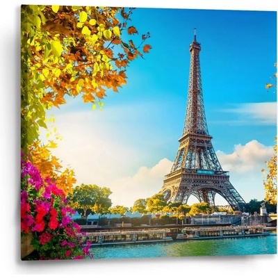 Sablio Obraz Paríž Eiffelova veža Flowers - 50x50 cm