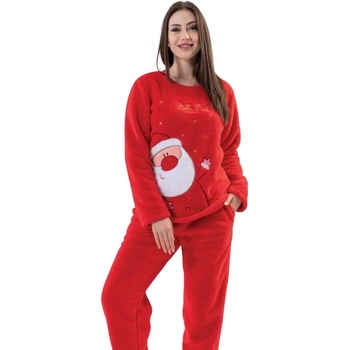 Image 1 of Дамска коледна пухкава пижама в ярко червено