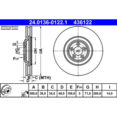 Brzdový kotúč ATE 24.0136-0122.1 (24013601221)