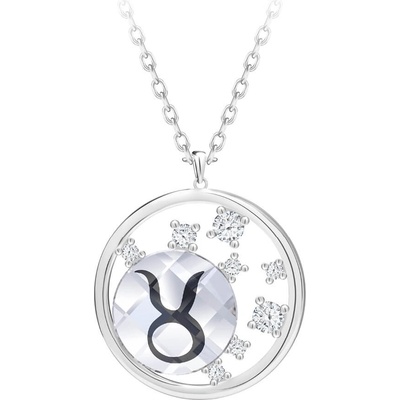 Preciosa Strieborný náhrdelník s českým krištáľom býk sparkling zodiac 6150 85