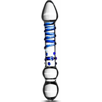 EasyToys Sklenený Intímny Stroj č. 21 priehľadný s modrým vzorom
