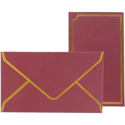 Obálky s kartičkou 9x15cm, 5ks bordó