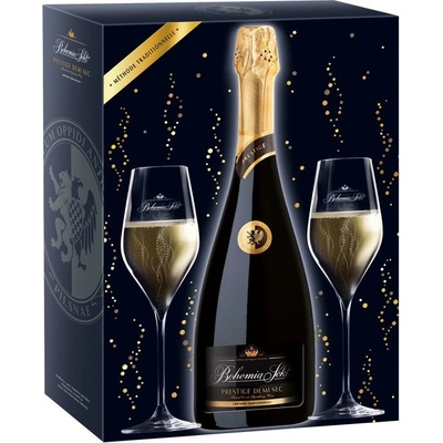 Bohemia Sekt Prestige Demi sec 12,5% 0,75 l (dárkové balení 2 sklenice) – Zbozi.Blesk.cz