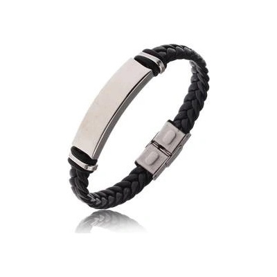 Šperky4U kožený splétaný s ocelovou destičkou NR1091