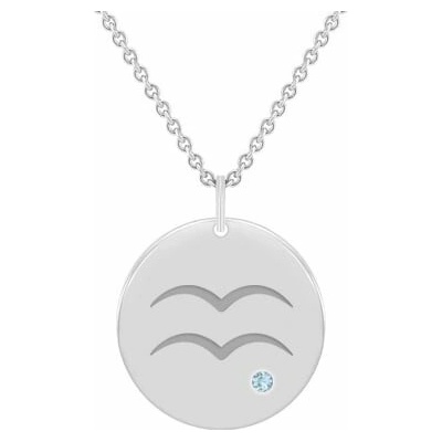 Eppi Stříbrný přívěsek se znamením a akvamarínem Vodnář P44244