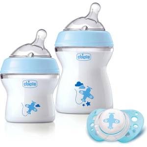 Chicco Подаръчен комплект шишета Chicco - Natural Feeling, за момче, 0+м (N0254)