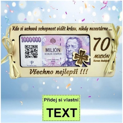 Bezvadný dárek Dřevěná obálka na peníze k výročí 70 let