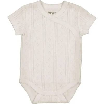 Mayoral Боди къс ръкав Мръсно бял цвят с детайли за новородено момиче Mayoral
