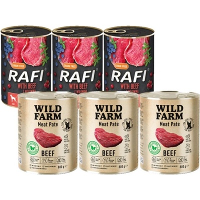 Dolina Noteci Rafi s hovězím masem 3 x 400 g & Wild Farm Hovädzia paštéta 3 x 800 g