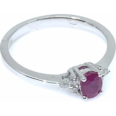 Diante Zlatý prsten s brilianty a rubínem 83000173
