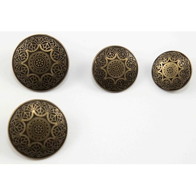Luxusný kovový gombík s razbou - staromosadz - priemer 2,7 cm