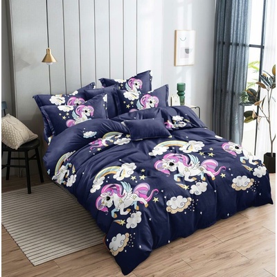Textilomanie povlečení z mikrovlákna Unicorn modré 70x80 140x200