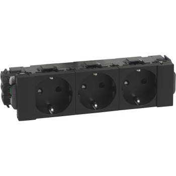 Legrand Контакт ШУКО ТРОЕН 16A 6 мод. цвят черен Mosaic - 077233L (077233L)