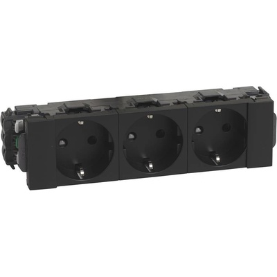 Legrand Контакт ШУКО ТРОЕН 16A 6 мод. цвят черен Mosaic - 077233L (077233L)