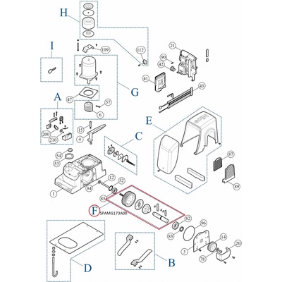 SPAMG173A00 kit převodovky pro RUN1500, nový typ, pracuje pouze se závitovou tyčí PD0681A0000, náhrada za PPD1255R05