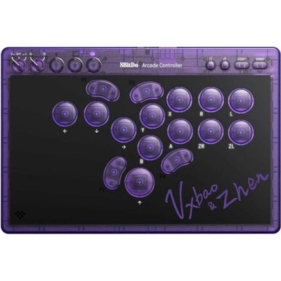 8BitDo Arcade Stick All-Button, Nintendo Switch/Switch 2, PC, Signature Edition, прозрачно лилаво, безжичен контролер (RET00917)