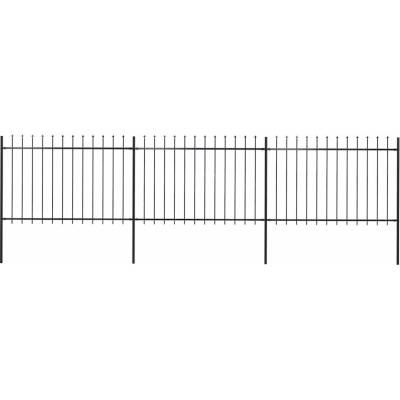 OMAXI Zahradní plot s kopím nahoře ocelový 504 x 120 cm černý 710433