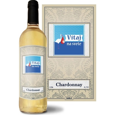Sablio Vitaj na svete Chardonnay biele suché víno 12 % 0,75 l (čistá fľaša)