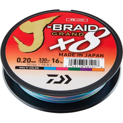Daiwa šňůra J-Braid Grand X8Multi-Color 300m 0,18mm 12,5kg